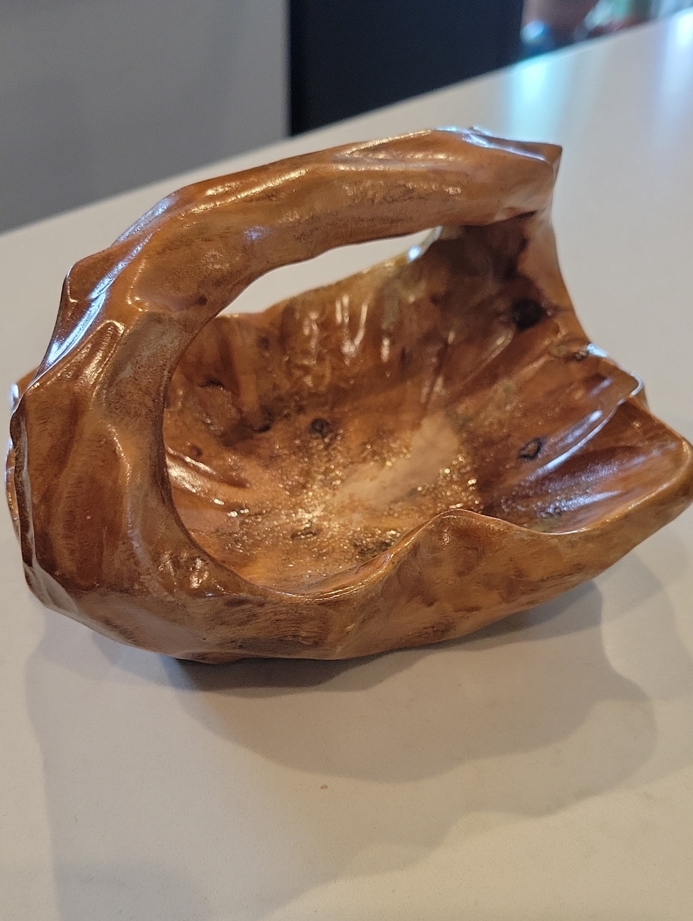Vintage Handcarved Wooden Basket Dish